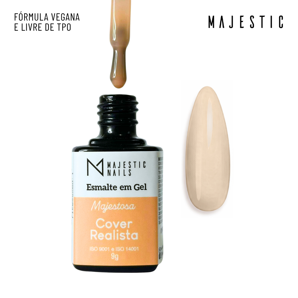 Esmalte em gel COVER REALISTA (Nude translúcido), Alongamento de unha, Cabine LED/UV, Sem TPO, 9g Majestic Nails