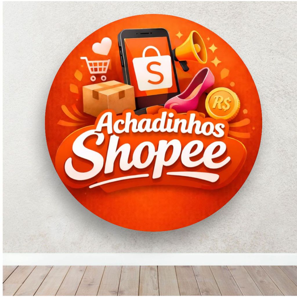 Painel em Lona Redondo Sem Elástico - Achadinhos Shopee - Lona Fosca