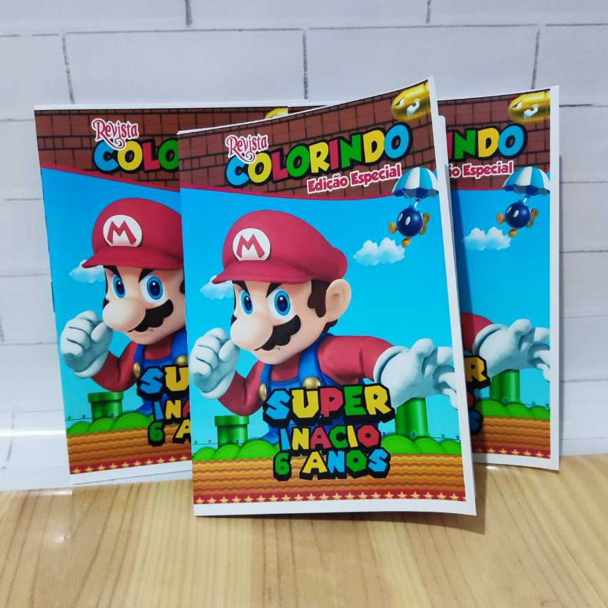 Revistinha de Colorir Personalizada Super Mario – Lembrancinha de Aniversário Infantil