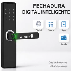 Fechadura Eletronica Digital Inteligente Biometrica Biometria Senha Tag Wi-fi Reconhecimento Facial