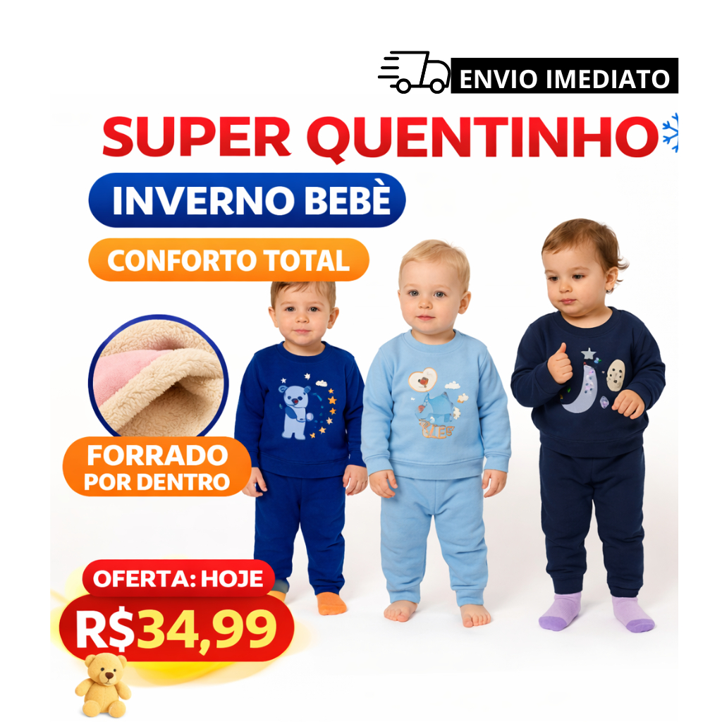 Conjunto Bebê Inverno Flanelado Quentinho Roupa Frio Infantil Menino Menina