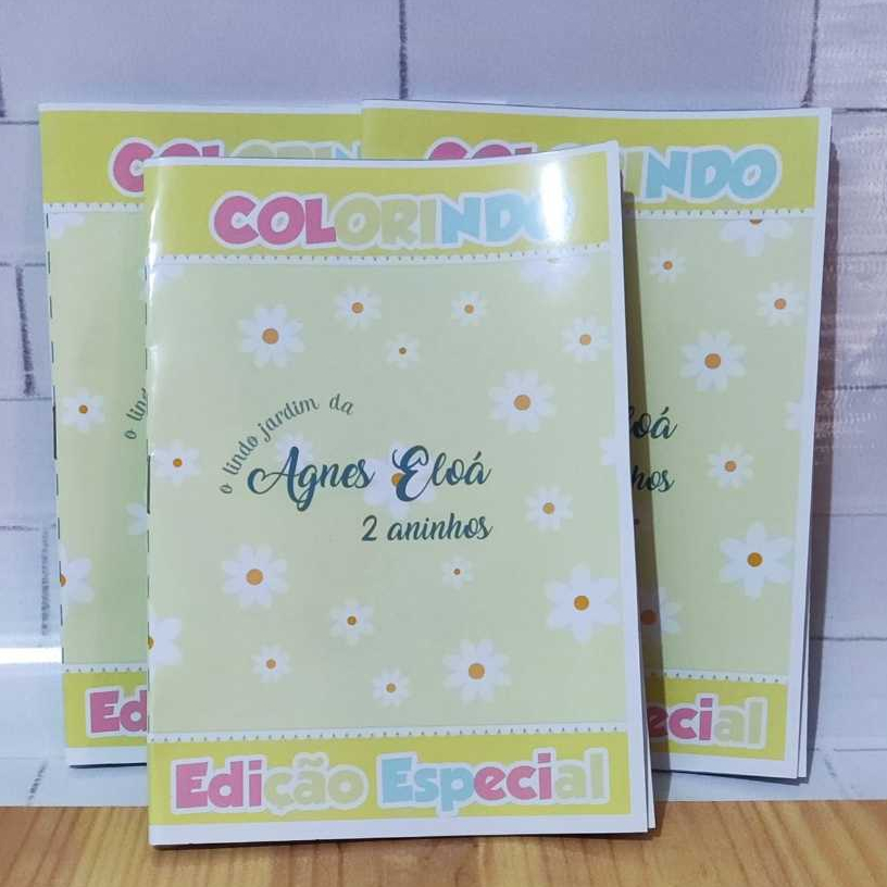 Revistinha de Colorir Personalizada Margaridas Amarelas – Lembrancinha de Aniversário Infantil