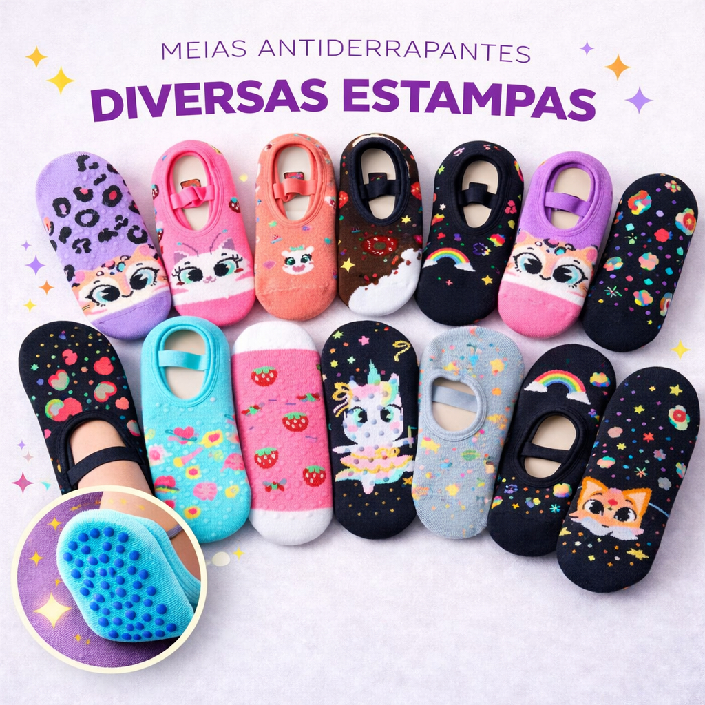 Imagem Kit Meias Sapatilhas Antiderrapante Pilates Yoga Hidroginástica Academia Box Dança Funcional com Elástico