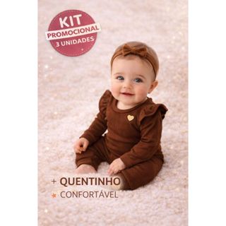 Conjunto  menina  bebê. Calça, body e faixa de cabelo em Oferta na Shopee