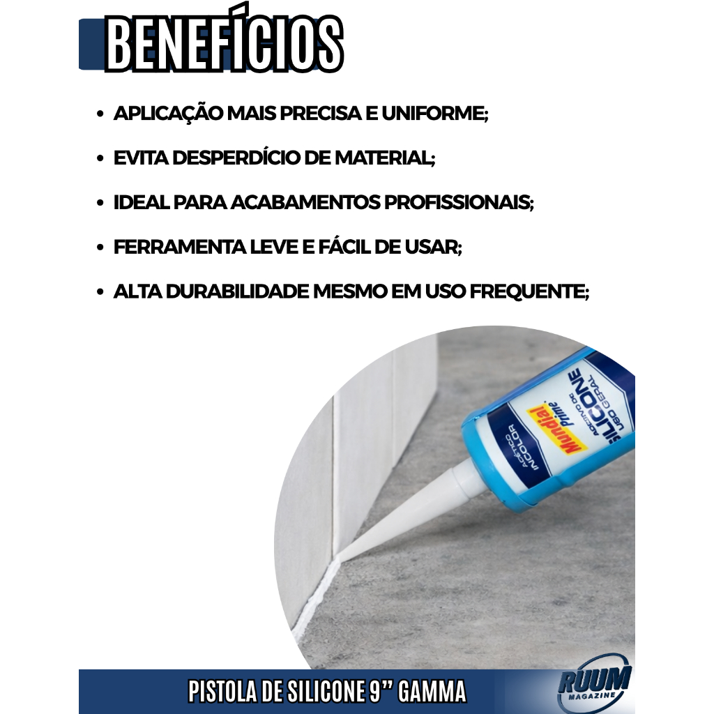 Detalhes do Pistola de Silicone 9 Polegadas Com Gatilho e Travamento Gamma