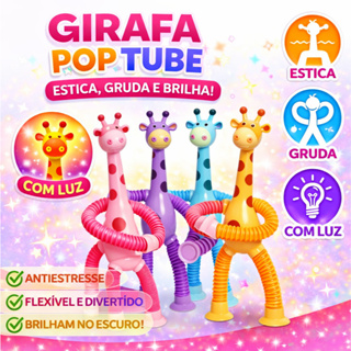 Kits de Brinquedo Infantil Girafa Pop Tubo Led Com Ventosa em Oferta na Shopee