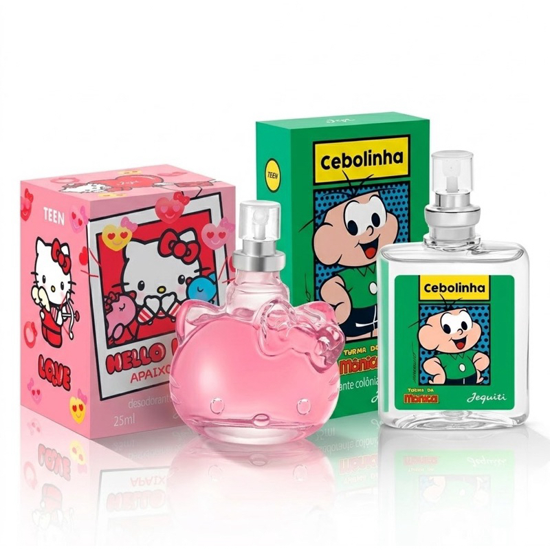 Kit Perfume Cebolinha e Hello Kitty Apaixonada Desodorante Colônia Jequiti 2x25ml