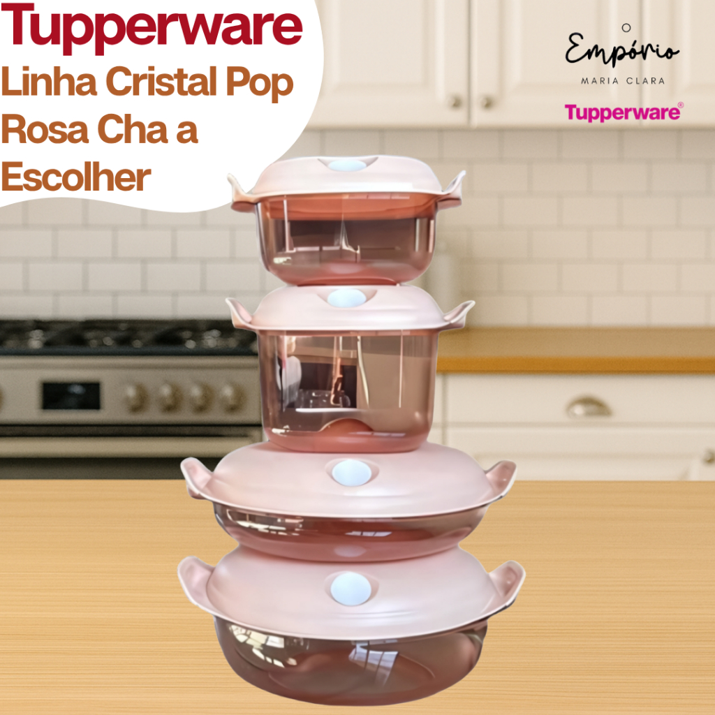 Tupperware Linha Cristal Pop Rosa Cha Tamanho a Escolher