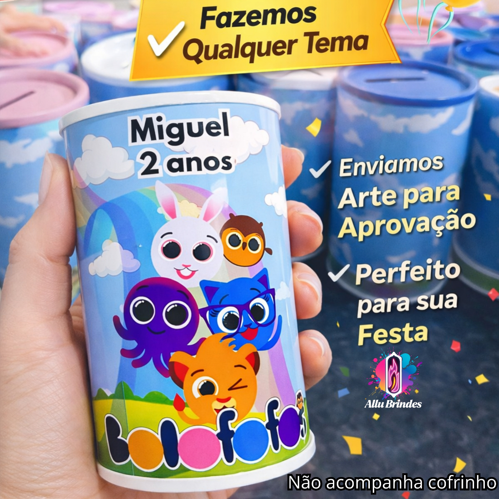 Rótulos Adesivos Personalizados para Cofrinho 7cm e 10cm | Qualquer Tema | Lembrancinhas para Festa