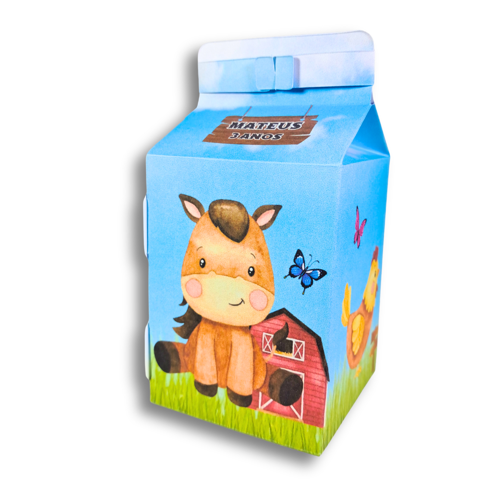 Kit 20 Caixinhas Milk tema Fazendinha personalizadas pra lembrancinha de aniversário