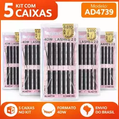 New Show 5 CAIXAS Cílios Traço Inclinado 4DW Original com Selo Fio0.07Extensão de Cilios Alongamento