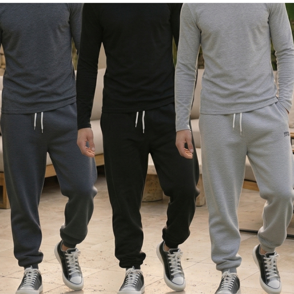 Kit 3 , 2 e 1 Calças Moletom Masculino Inverno Peluciada Grossa Confortável com Cordão ajustável bolso