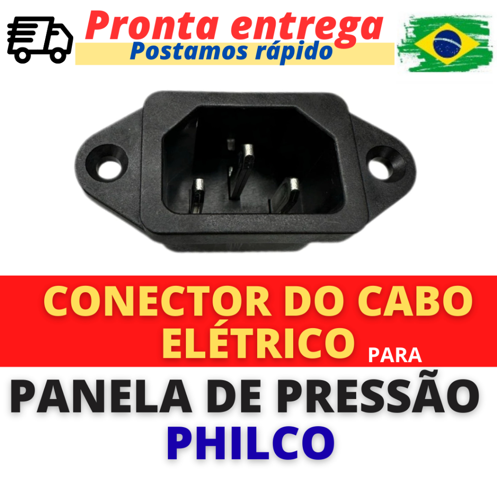 Tomada Conector 3 Pinos da Panela Elétrica de Arroz e Pressão