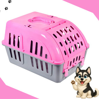 caixa de transporte pet cães e gatos com alça ventilada pra viagem veterinário four plastic