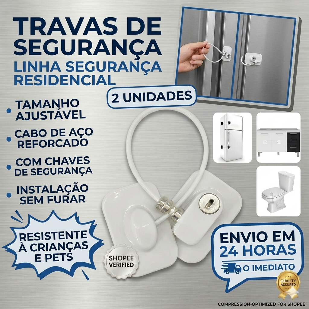 Trava Tranca de Segurança Com Chave Para Portas Geladeira Armários janelas Não Precisa Furar