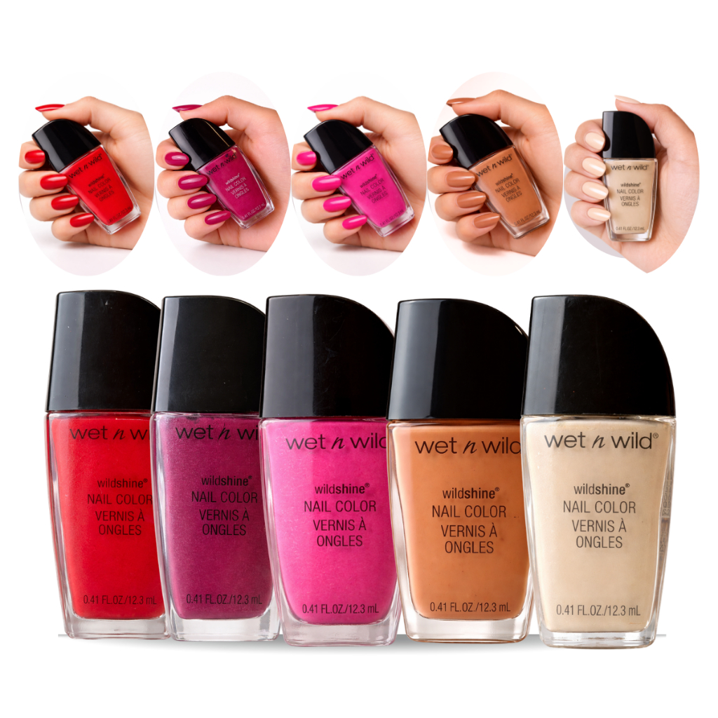 Kit 5 Esmaltes Cremoso Wet N Wild Alto Brilho Longa Duração Secagem Rápida Profi