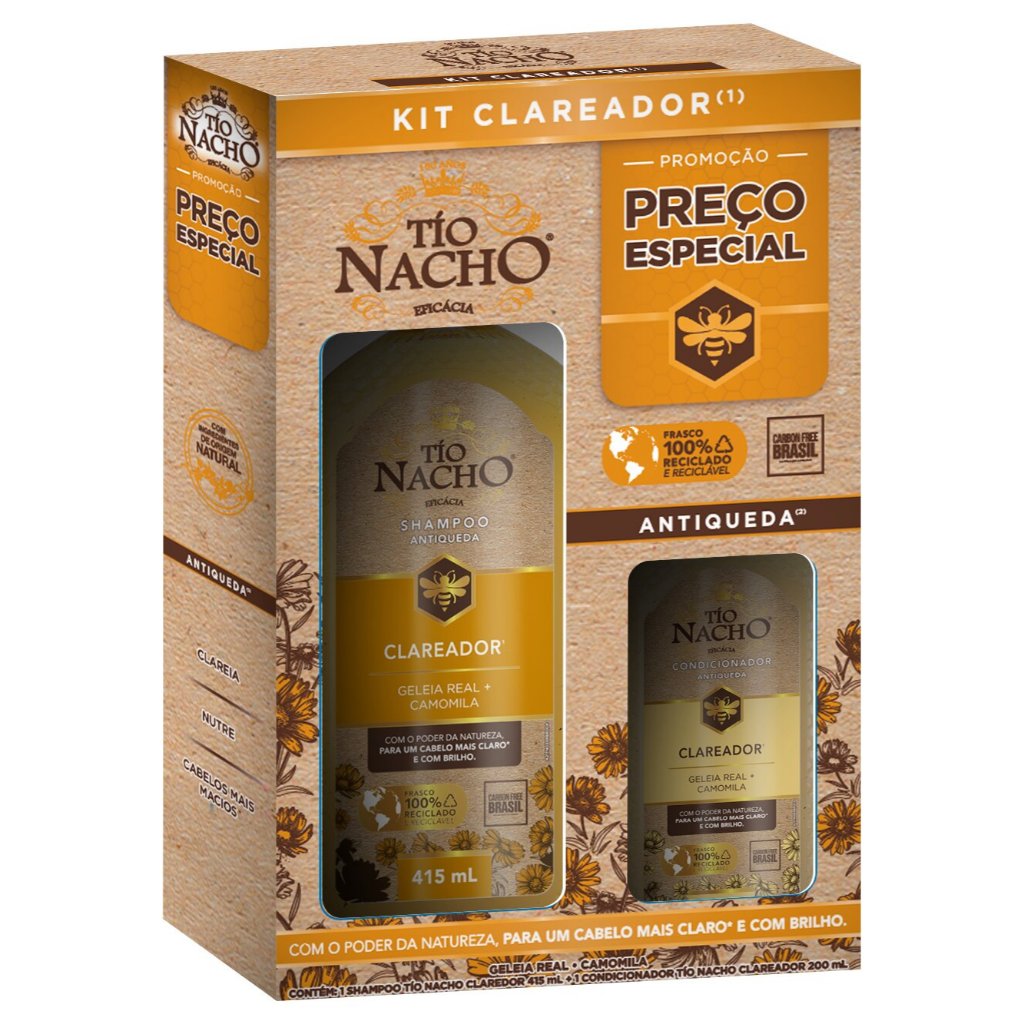 Shampoo 415ml + Condicionador 200ml Tio Nacho Kit Clareador 615ml - Antiqueda e Camomila