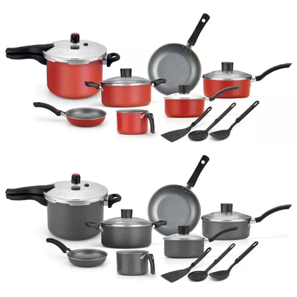 Conjunto Jogo De Panelas Alegrete Enjoy Com Panela De Pressão 10pçs Cor Cinza ou Vermelho