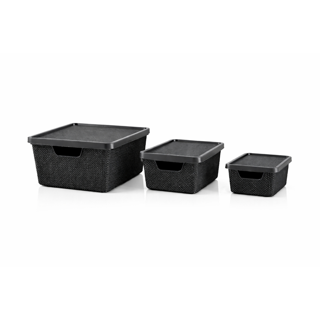 Kit 3 Caixas Organizadoras Tampa Trava 16L + 6L + 2L Jutta