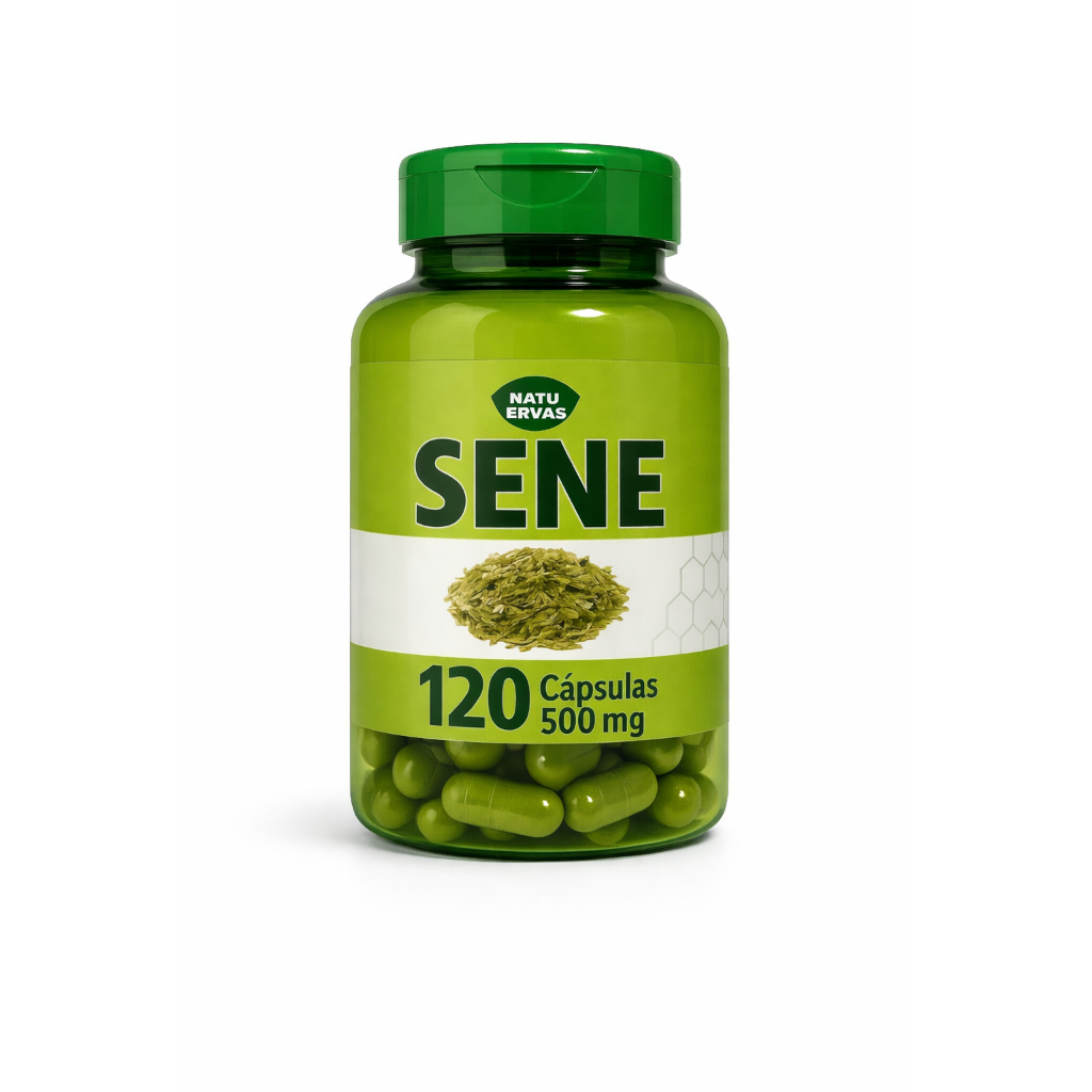 sene 100% natural de 120 capsulas de 500 mg Kit com 1,2 e 3 Potes NatuErvas