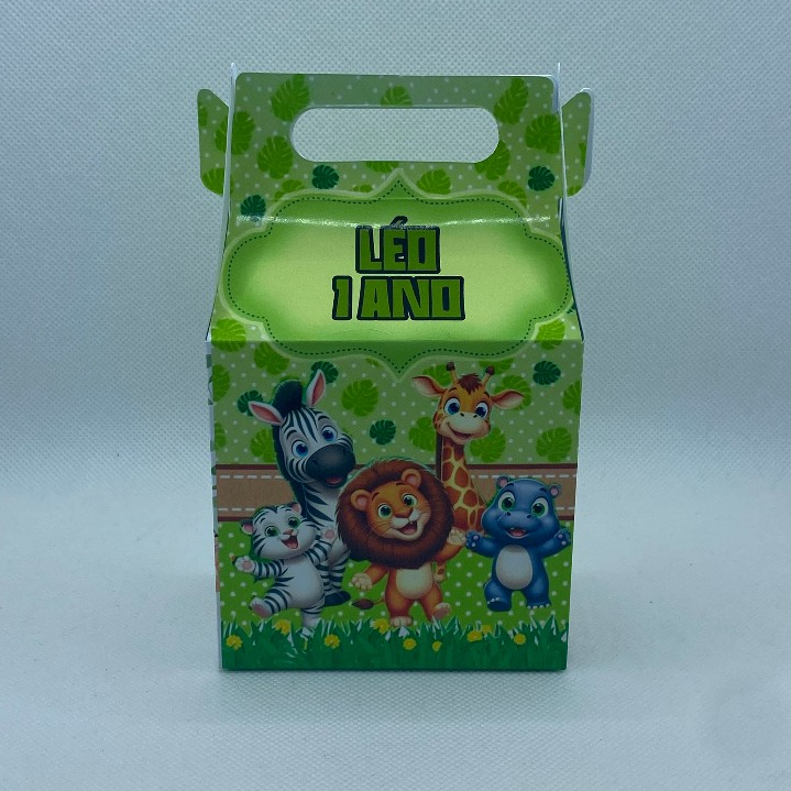 Caixinha Safari Maletinha Personalizada com Nome Idade Lembrancinha Festa Infantil Aniversário