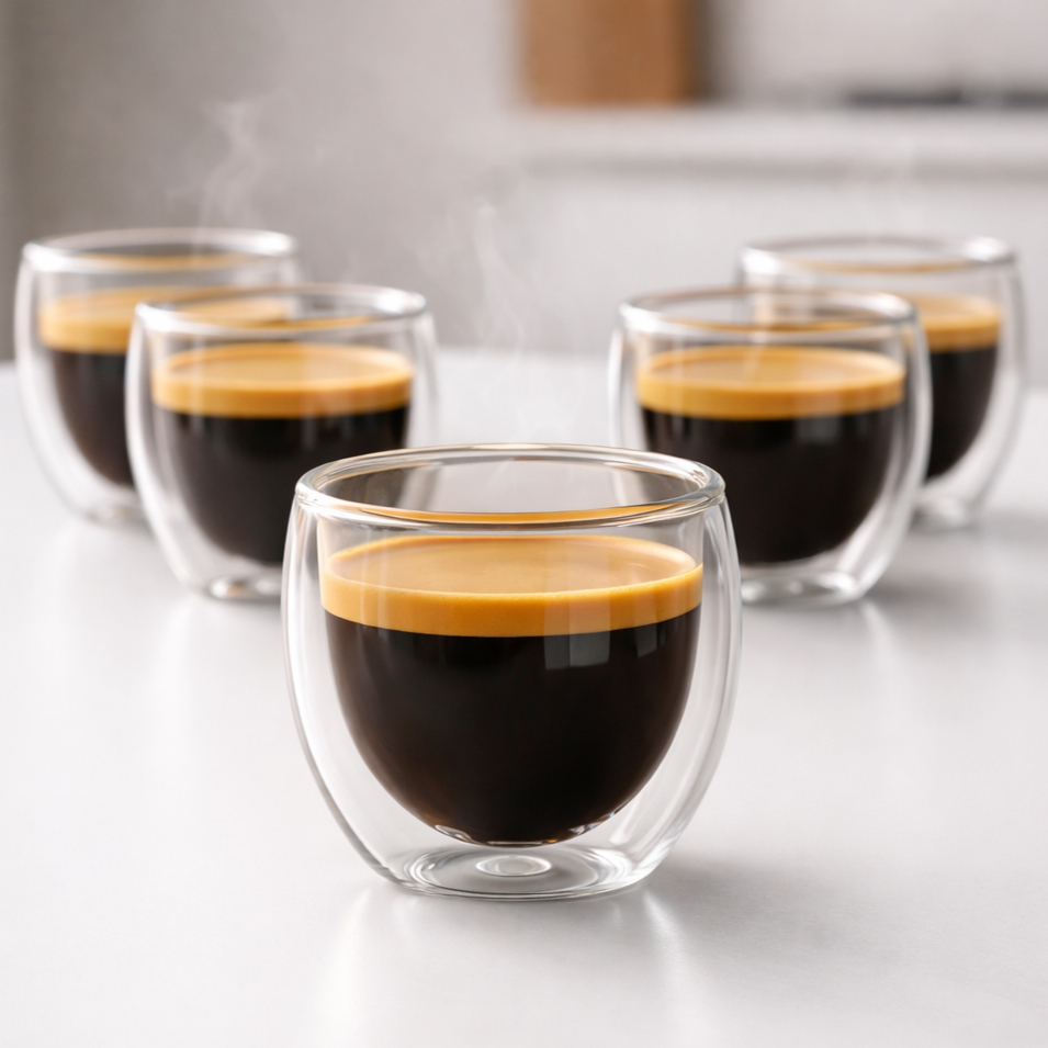 Jogo Com 6 Copos de Vidro Camada Dupla Térmico Café Flutuante Grande 250ml Olivini Home
