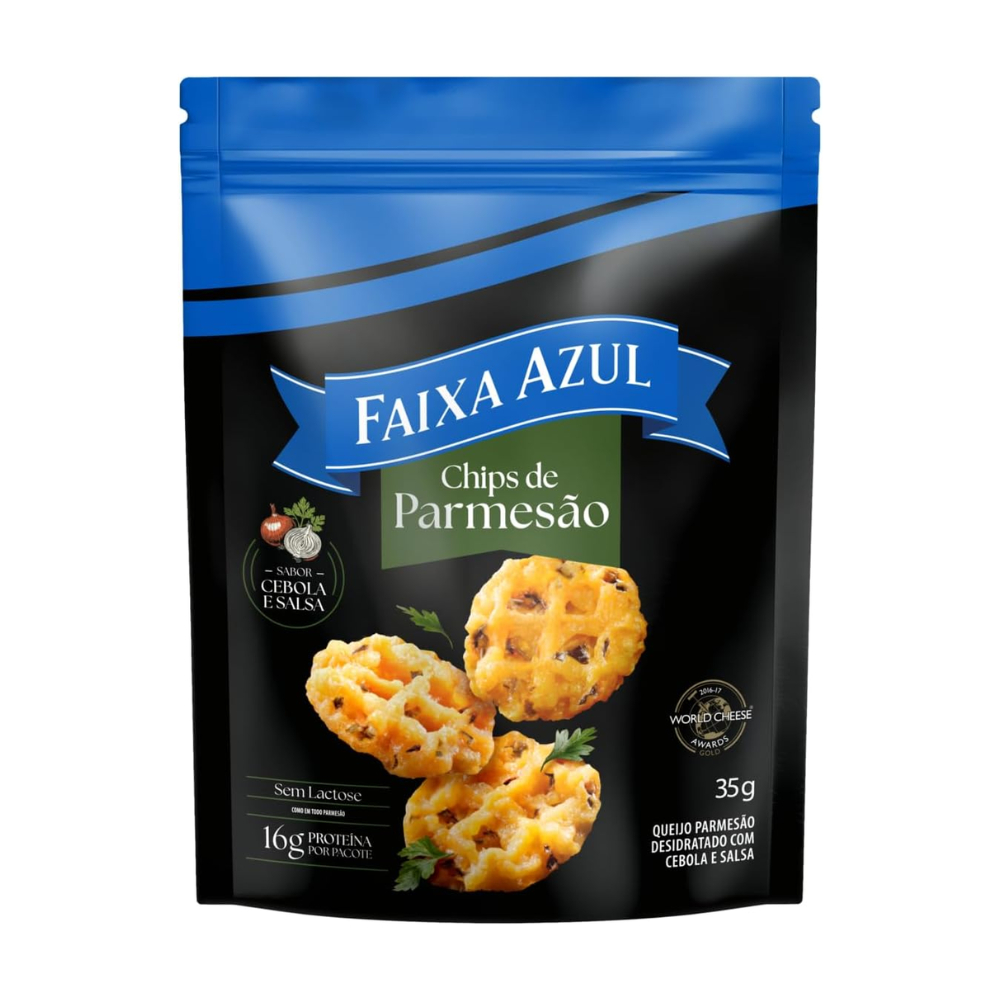 Chips de Parmesão Cebola e Salsa Zero Lactose Faixa Azul Pouch 35g em Oferta na Shopee