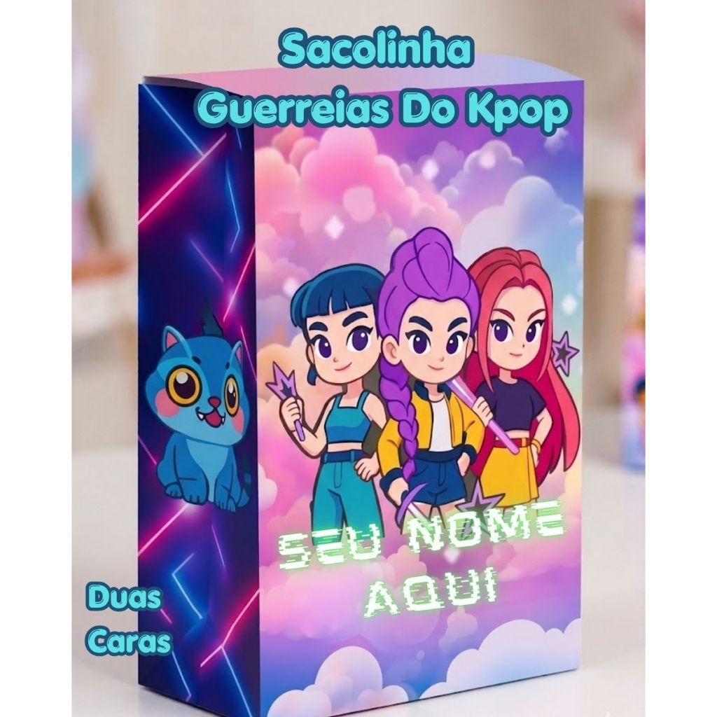 Kit de Sacolinhas Personalizadas Guerreiras do Kpop - Lembrancinha de Festa Guerreiras do Kpop