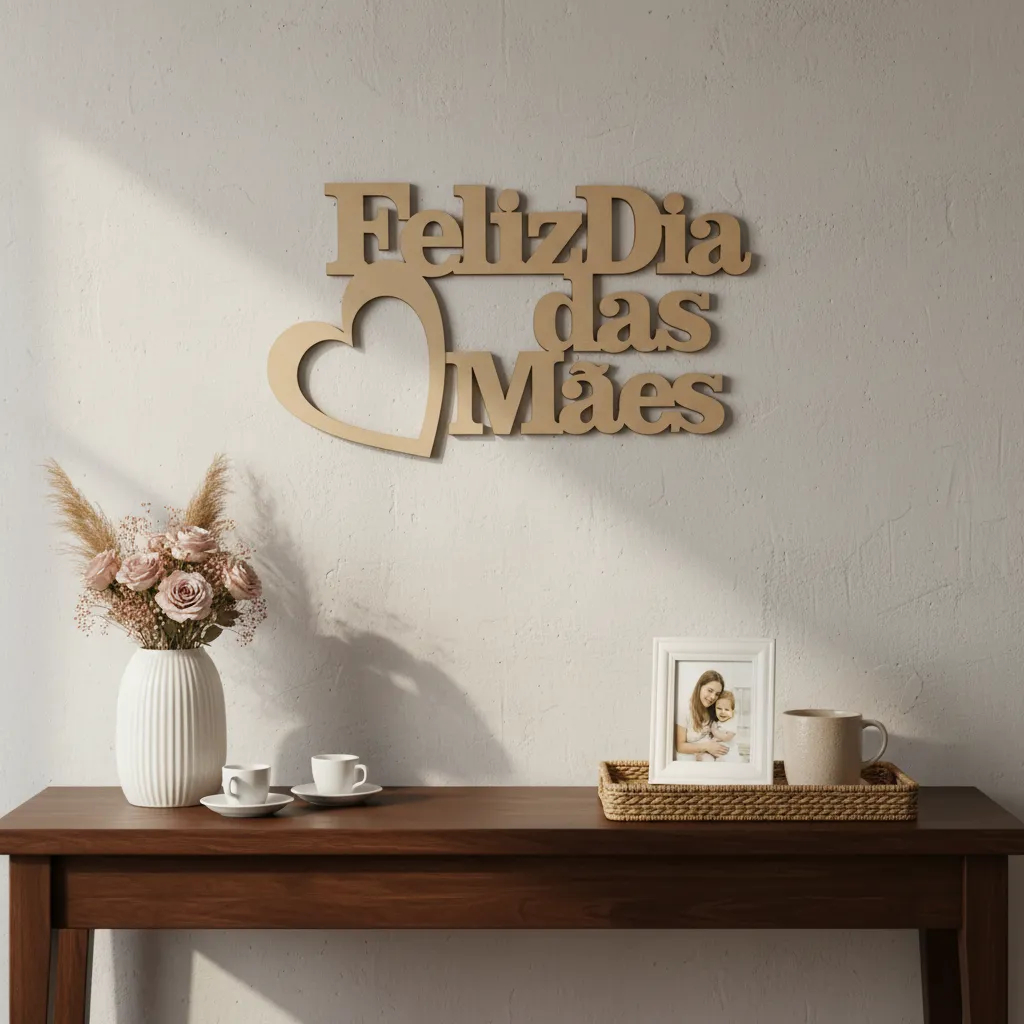 Palavra Decorativa Feliz Dia Das Mães Mdf 3mm + Dupla Face