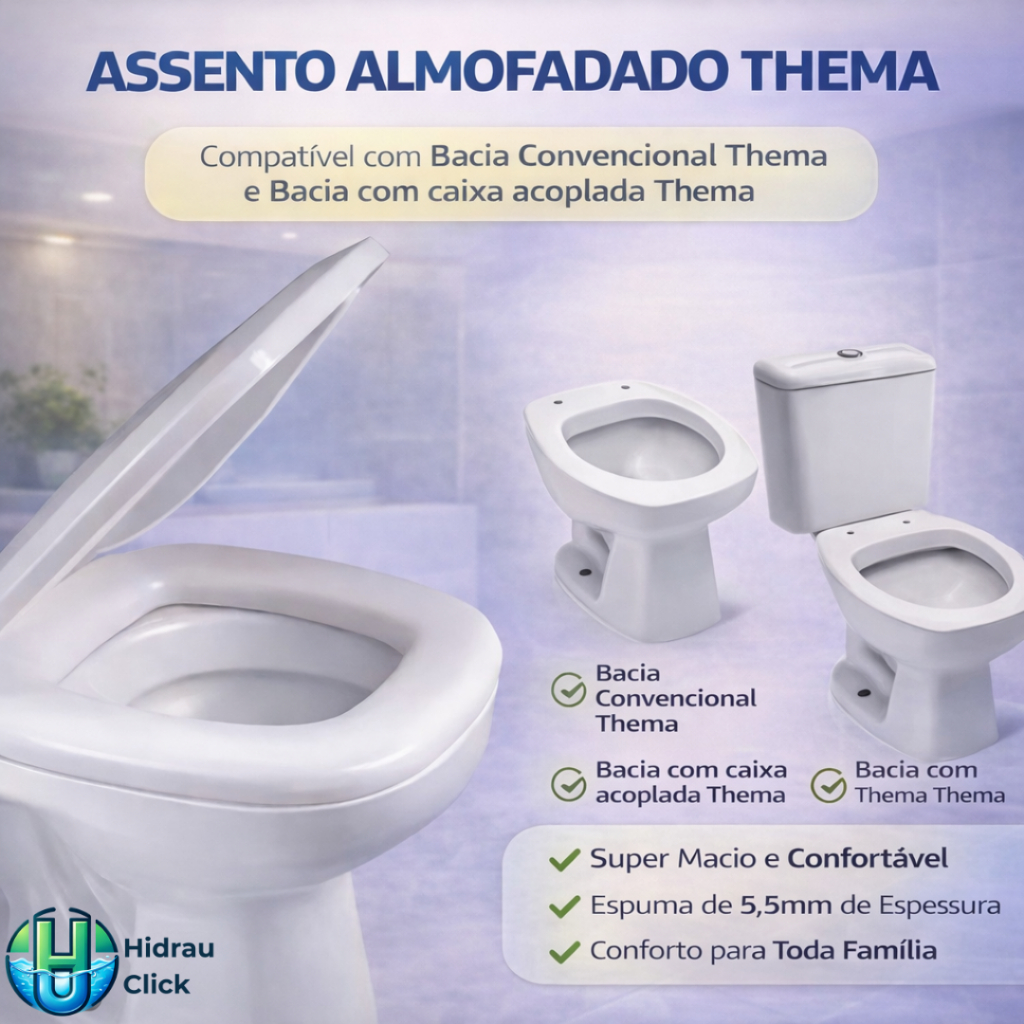 ASSENTO SANITARIO THEMA ALMOFADADO BRANCO PLASTICO METASUL