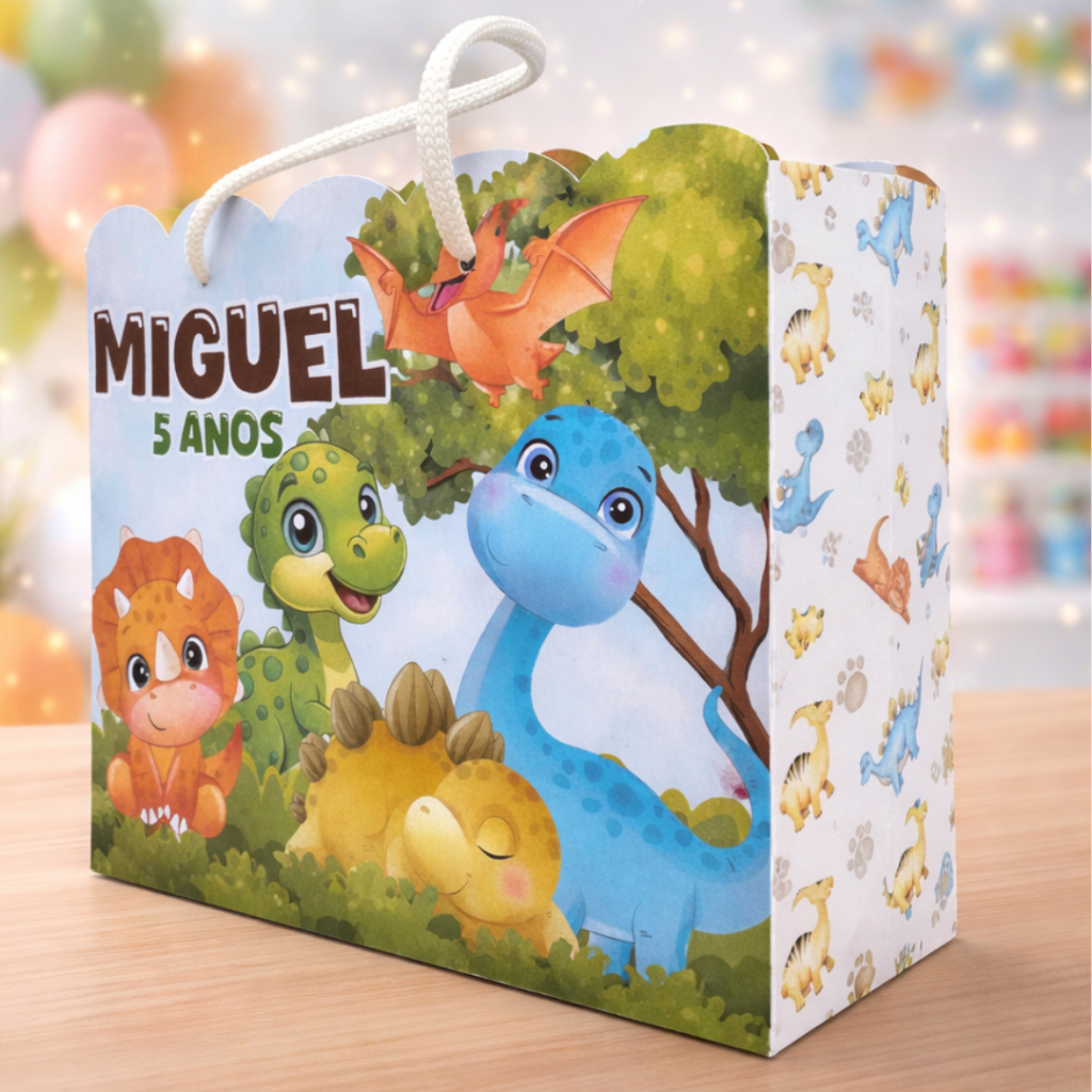 Sacolinha Personalizada Dinossauro Baby | Lembrancinha | Mimo | Aniversário | Surpresa | Pegue e Monte