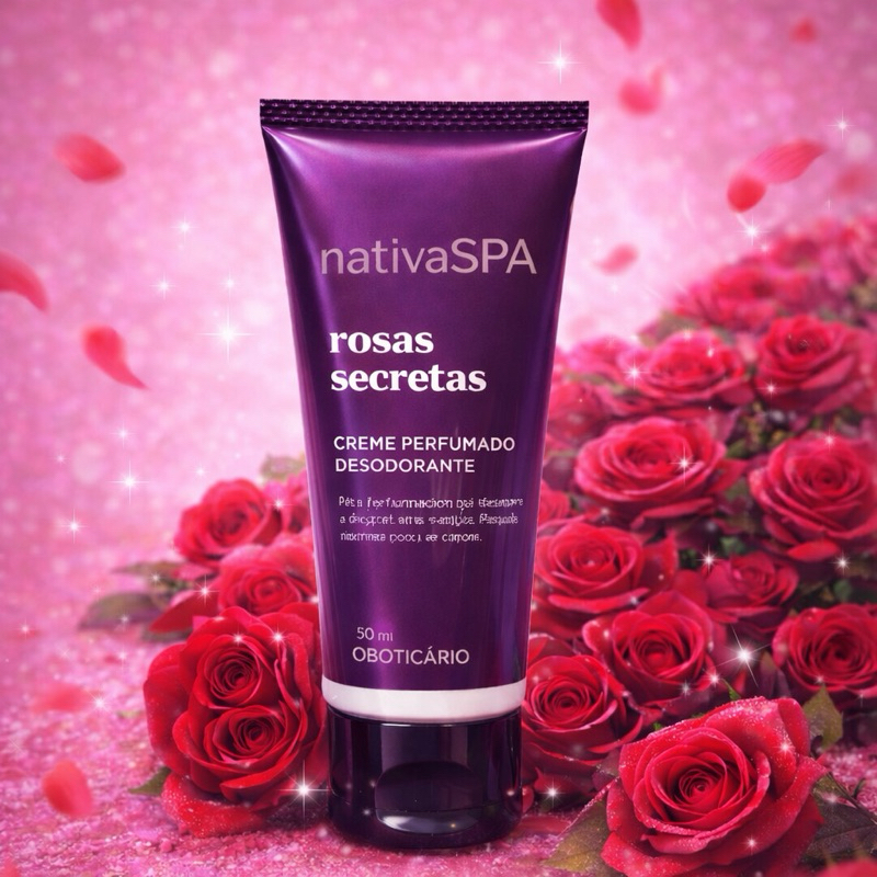 Hidratante corporal Creme O’boticario Nativa spa rosas secretas lançamento