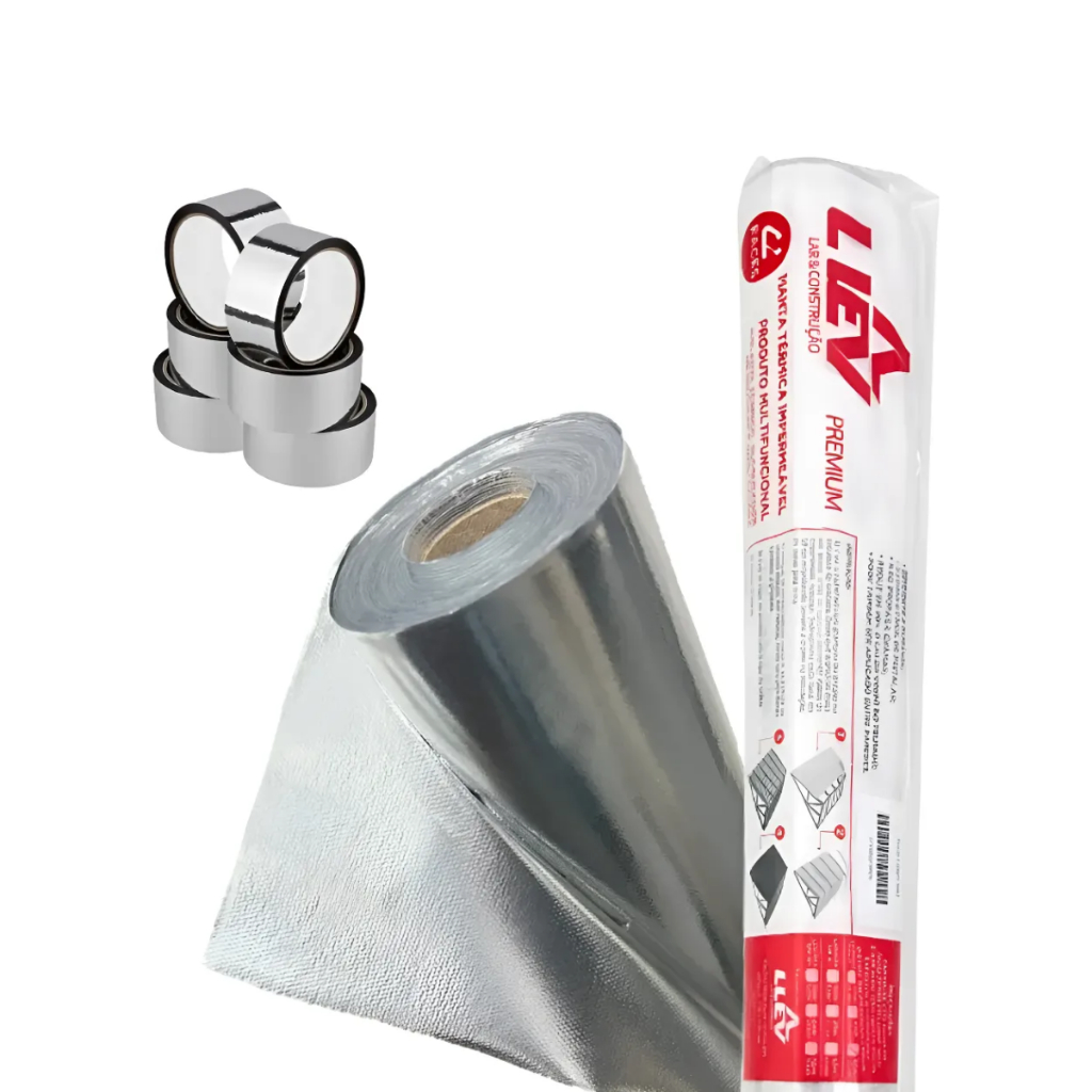 Manta Térmica Foil De Subcobertura Dupla Face 100m² + 6 Fitas De Emenda Telhado Casa Reforma