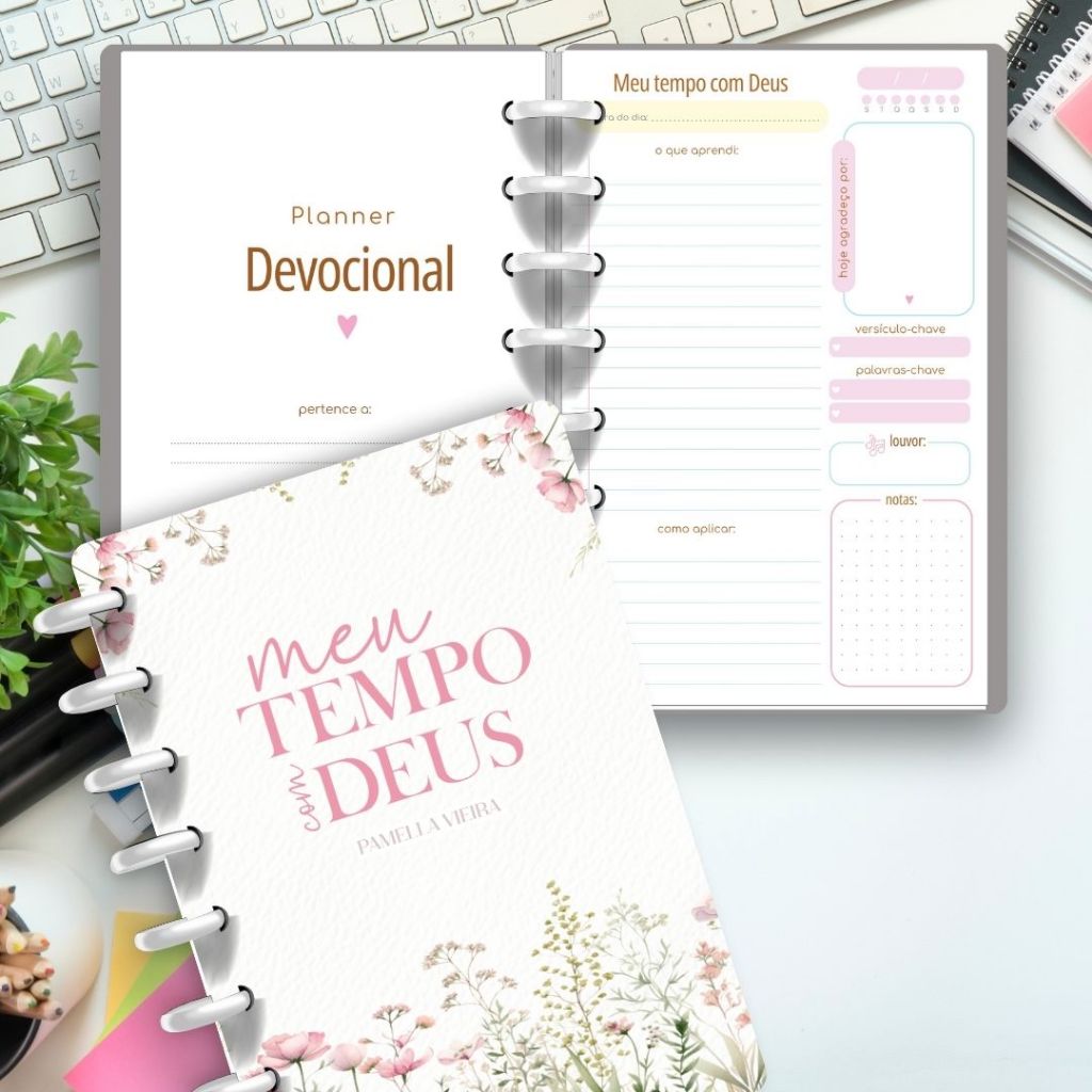 Caderno Inteligente | A5 Pautado | Devocional | Meu Tempo Com Deus | 80 Folhas 90g | Caderno Reposicionável