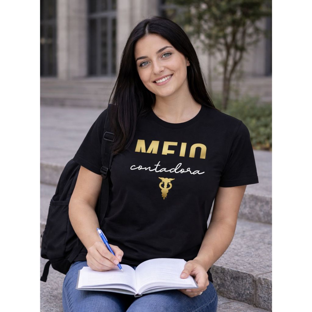 Camiseta Preta Meio Contadora Ciências Contábeis Contabilidade Formatura