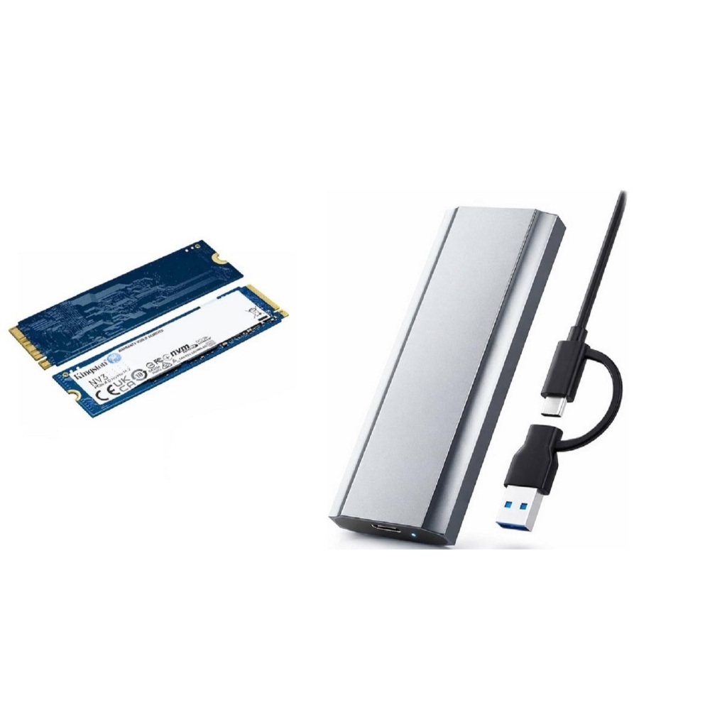 SSD Externo 1TB Kingston NV3 NVMe com case de alumínio USB 3.1 Tipo C