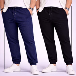 Kit 2 Calça Plus Size Jogger Masculina Sarja Extra Grande