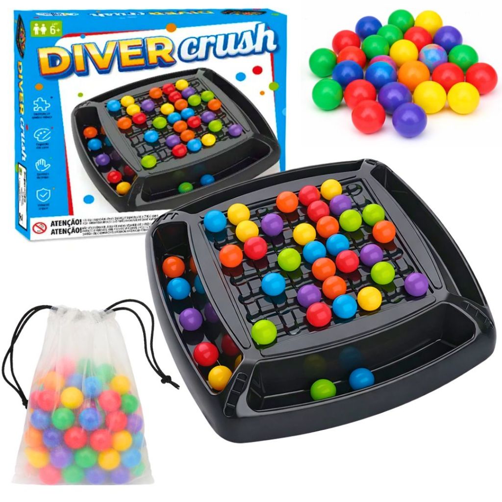 Jogo De Tabuleiro Estratégia Diver Crush Raciocínio Lógico Tipo Dama Xadrez Quebra-Cabeça Desenvolve Concentração