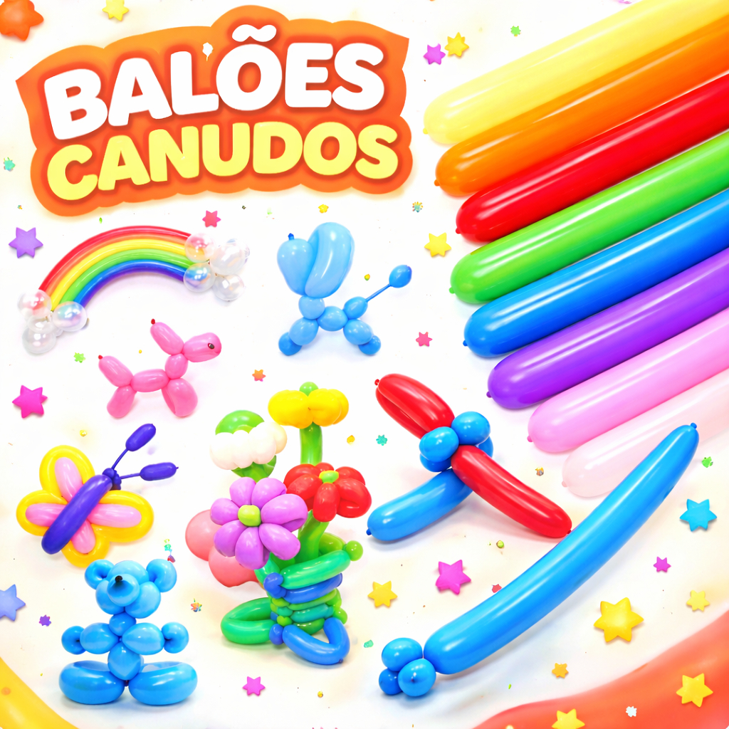 Bexigas Coloridas Canudo Palito Balões de Látex para Festa Infantil Aniversário e Decorações