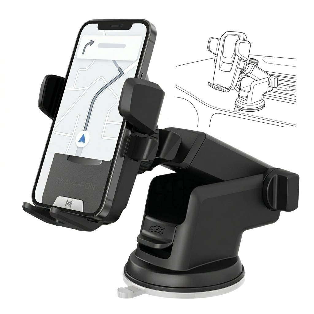 Suporte Celular Carro Universal Painel Vidro Articulado Ventosa 360 Longo Braço Extensível