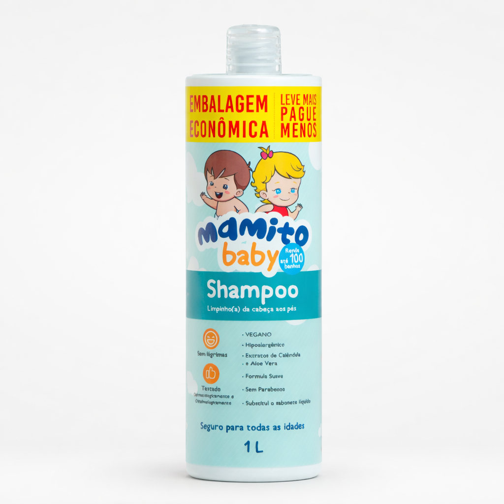 Shampoo Sabonete Infantil Mamito Baby 1 Litro Sem Lágrimas