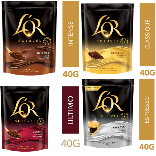 Café L'or Solúvel em sachê - Intense, Espresso, Classique e Ultimo
