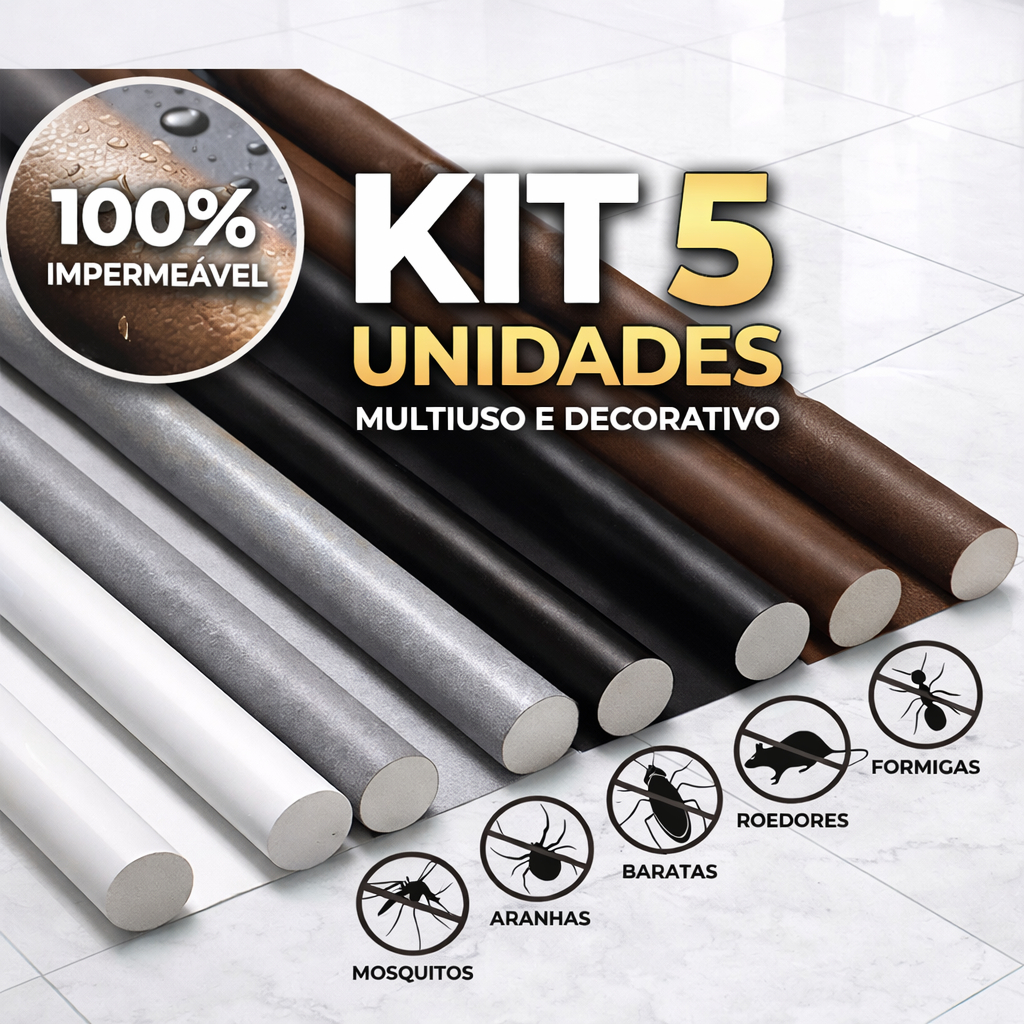 Kits 5/4/3/2  Veda Porta Impermeável Proteção de Porta Protetor Impermeável Rolinho Duplo 80cm Comprimento