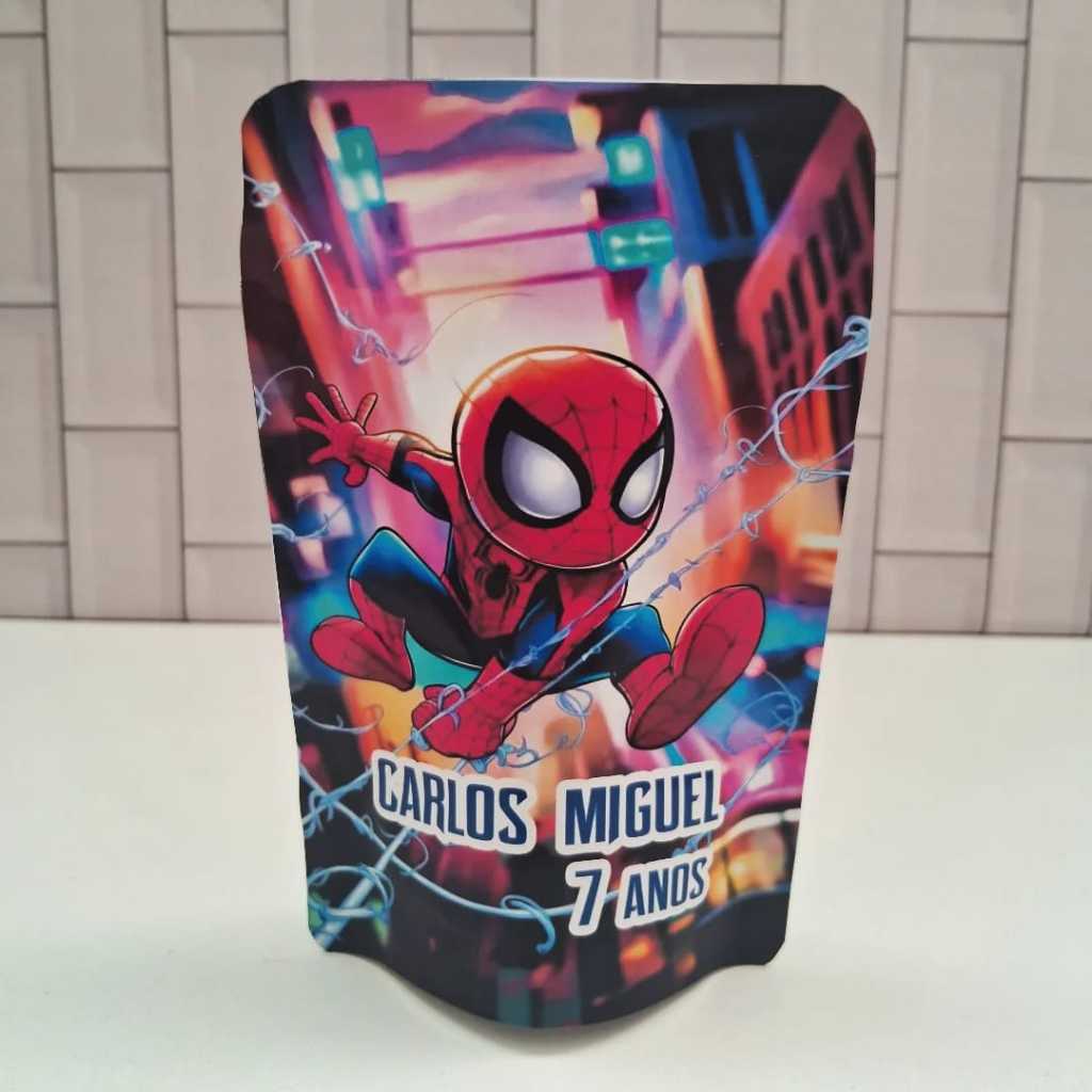 SAQUINHO METALIZADO ZIPLOCK PERSONALIZADO PARA LEMBRANCINHA FESTA ANIVERSÁRIO INFANTIL TEMA HOMEM ARANHA SPIDER MAN