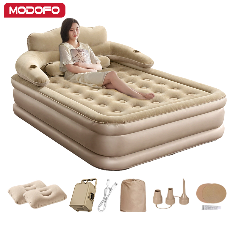 MODOFO Colchão Inflável Automático Queen Colchão Casal inflável Com Encosto Bomba Embutida Camping Equipment 203*152*46