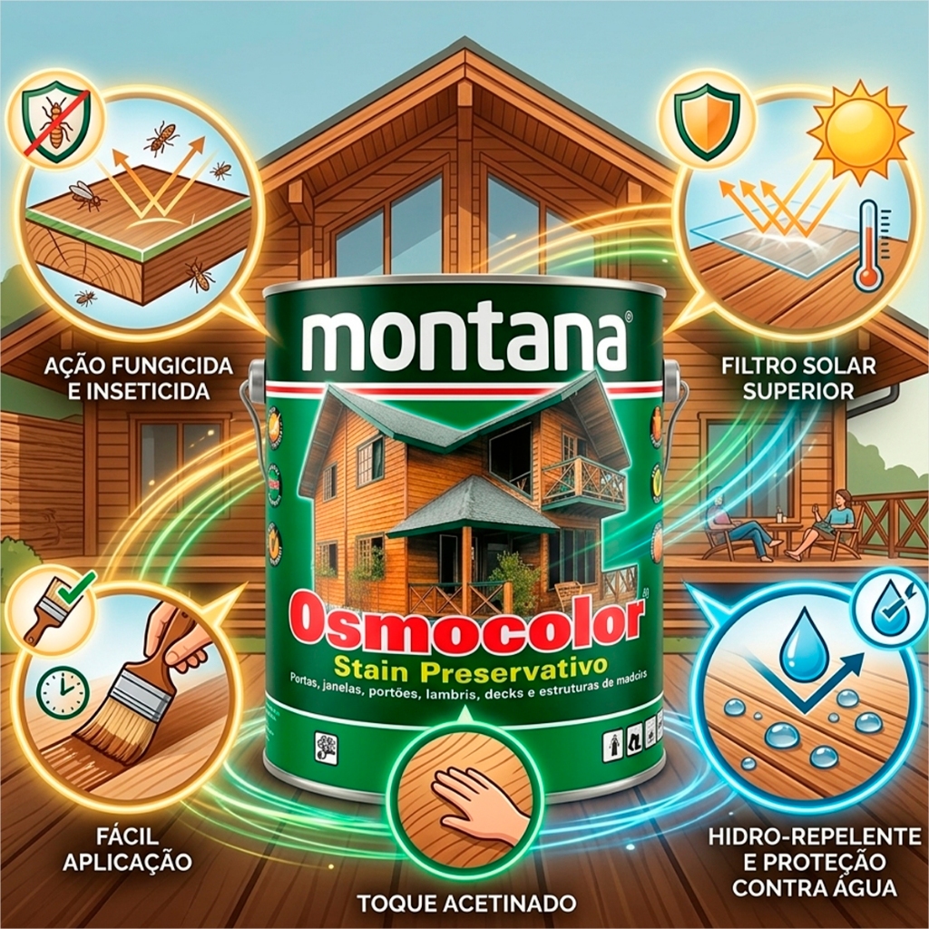 Stain Transparente Repelente Madeira Montana 900ml