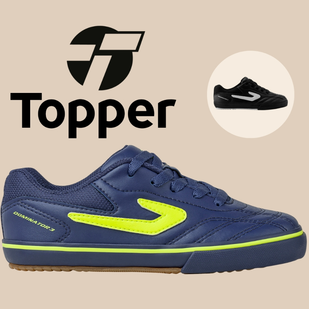 Chuteira Futsal Infantil Topper Dominator Menino Cadarço Solado Borracha Confortável em Oferta na Shopee
