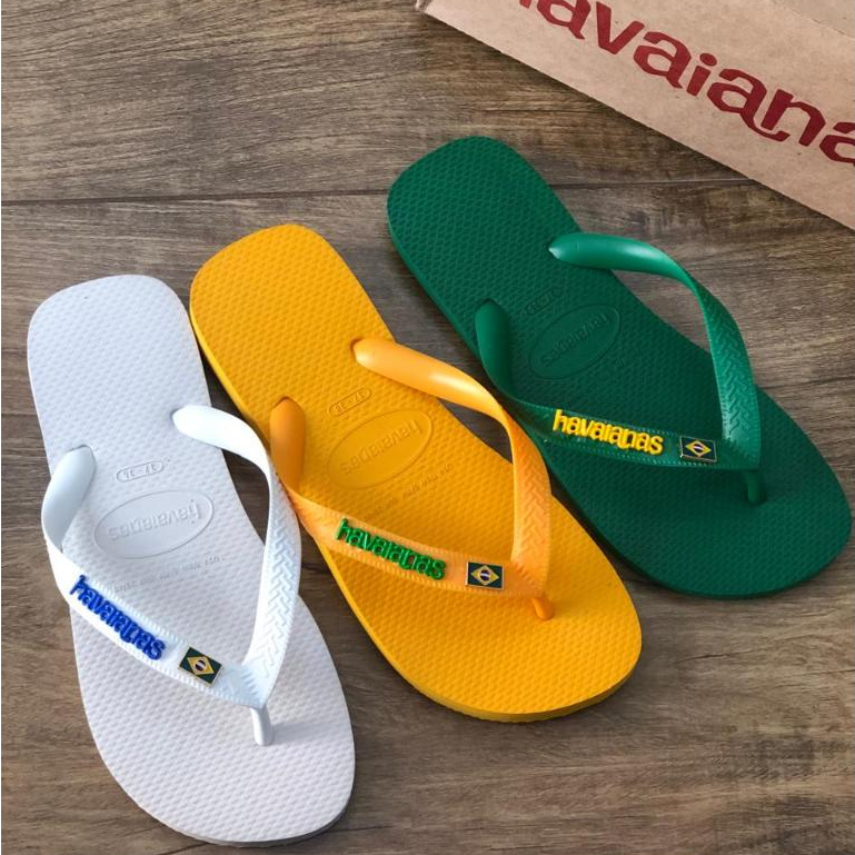 Chinelo Havaianas Top Personalizada Brasil + Pin Bandeira + Placa logo