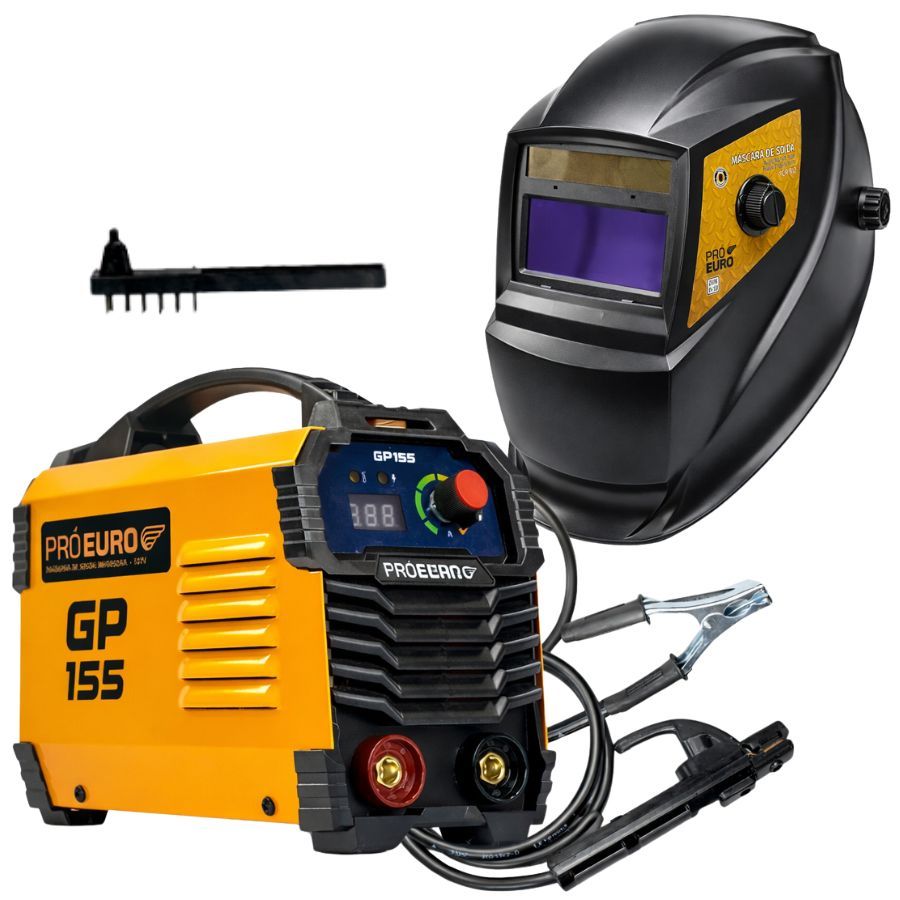 Kit Máquina de Solda Inversora GP 155A 127V MMA TIG Lift e Máscara Escurecimento