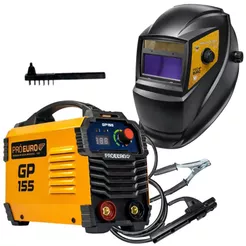 Kit Máquina de Solda Inversora GP 155A 127V MMA TIG Lift e Máscara Escurecimento Automático Pró Euro